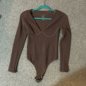 Free people intimately brown long sleeve bodysuit